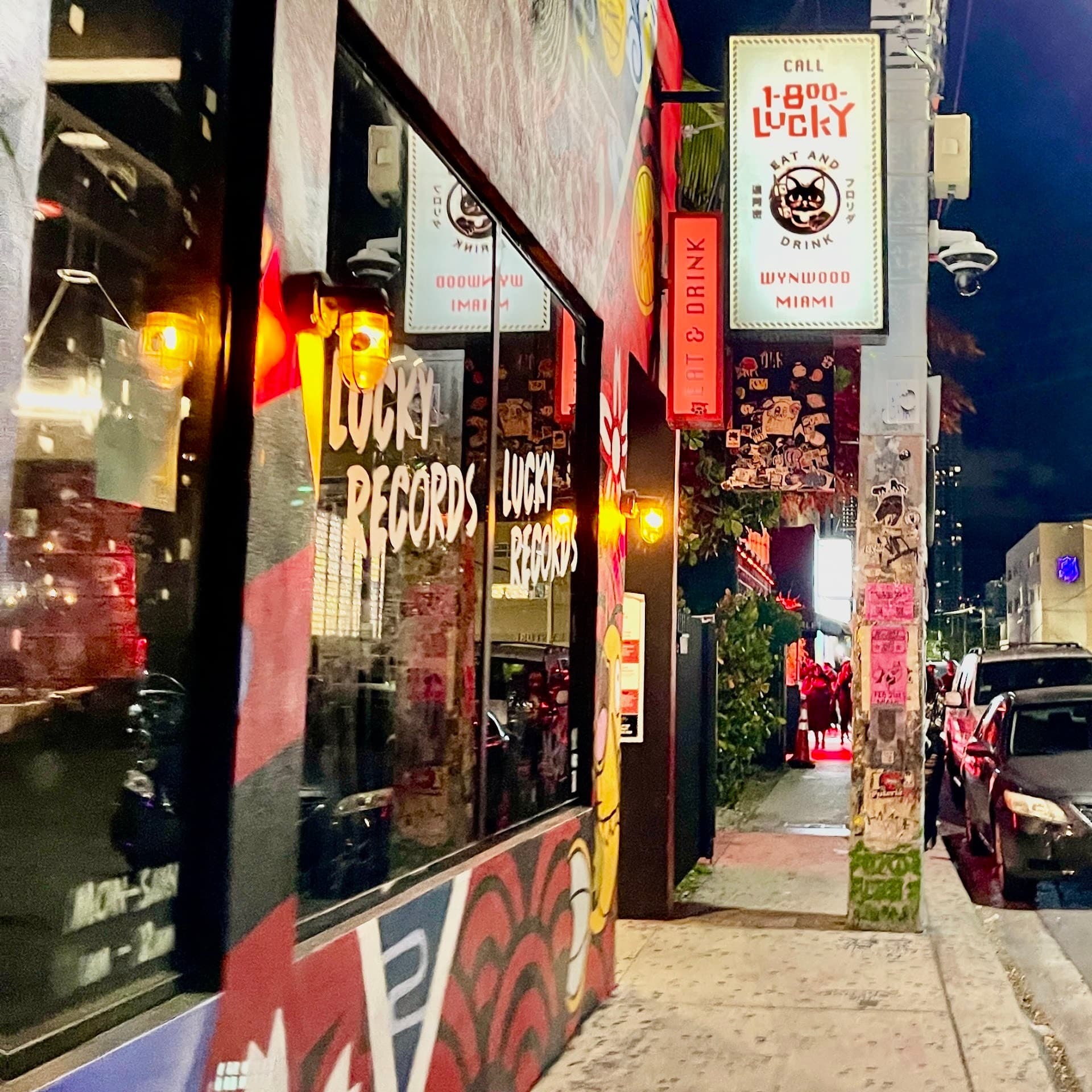 1-800-Lucky exterior view at night in Miami