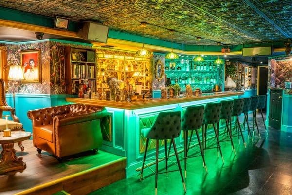 Stylish bar interior at 9 Feet Under in Hialeah