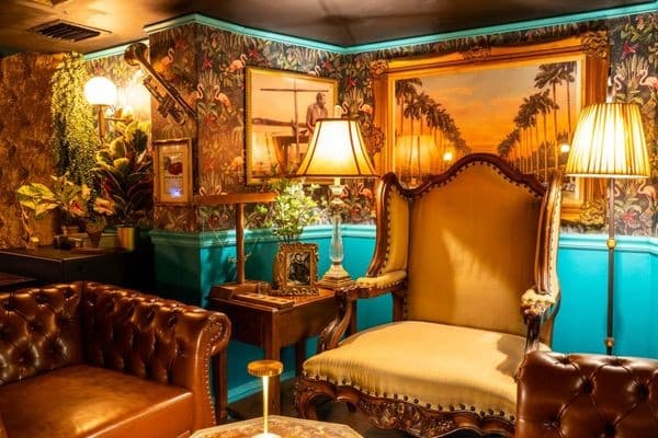 Stylish interior of 9 Feet Under bar in Hialeah