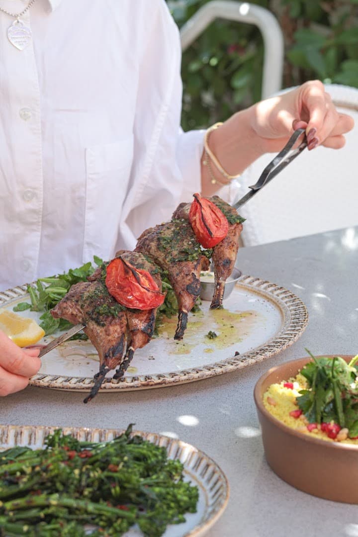 Grilled lamb skewers at Abbalé Modern Mediterranean Kitchen Miami Beach