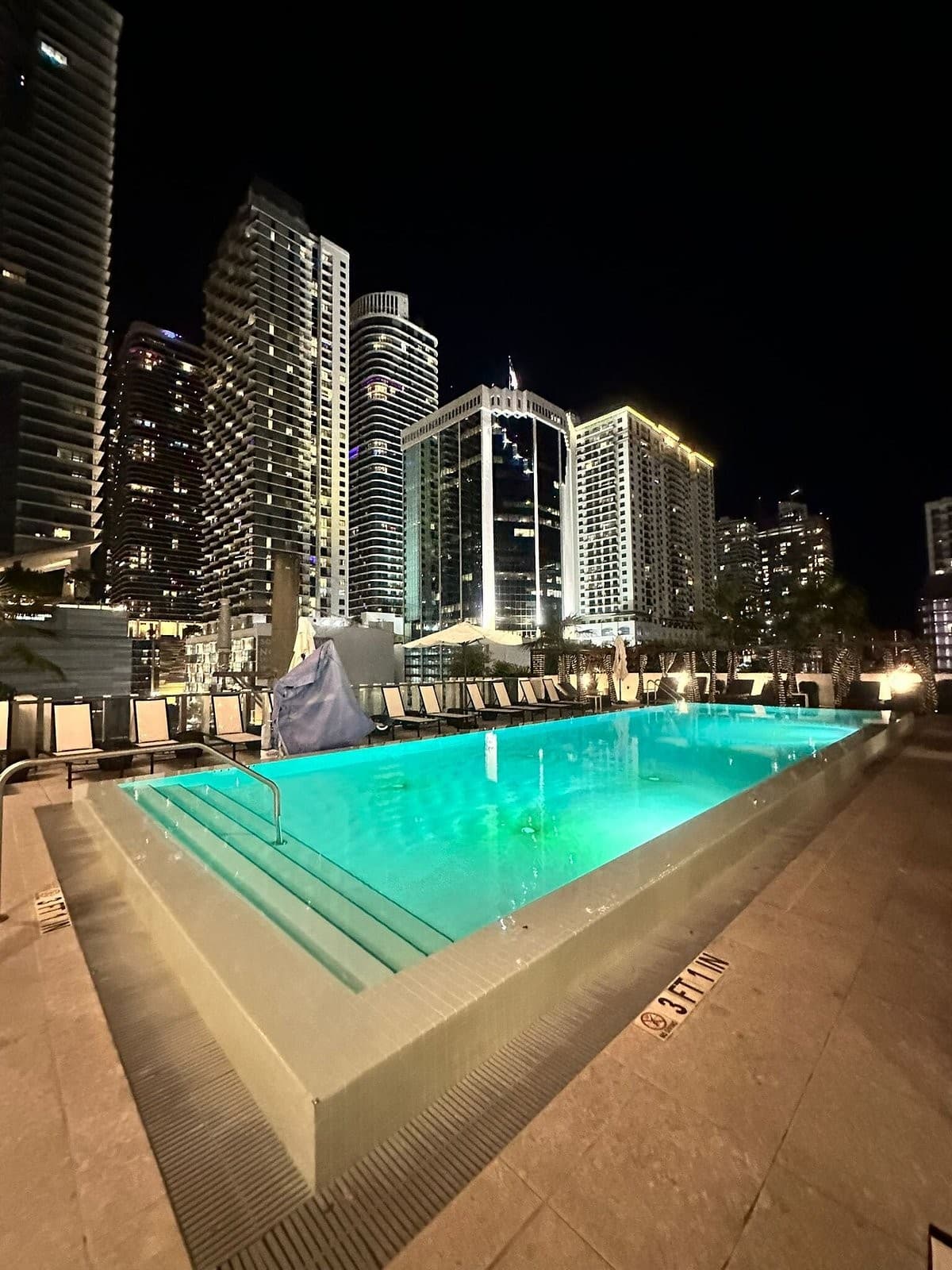 AC Hotel Miami Brickell rooftop pool at night