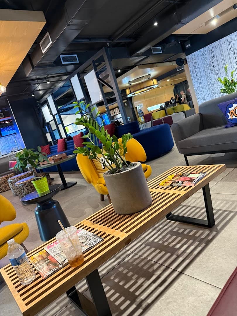 Aloft Miami lobby with modern seating