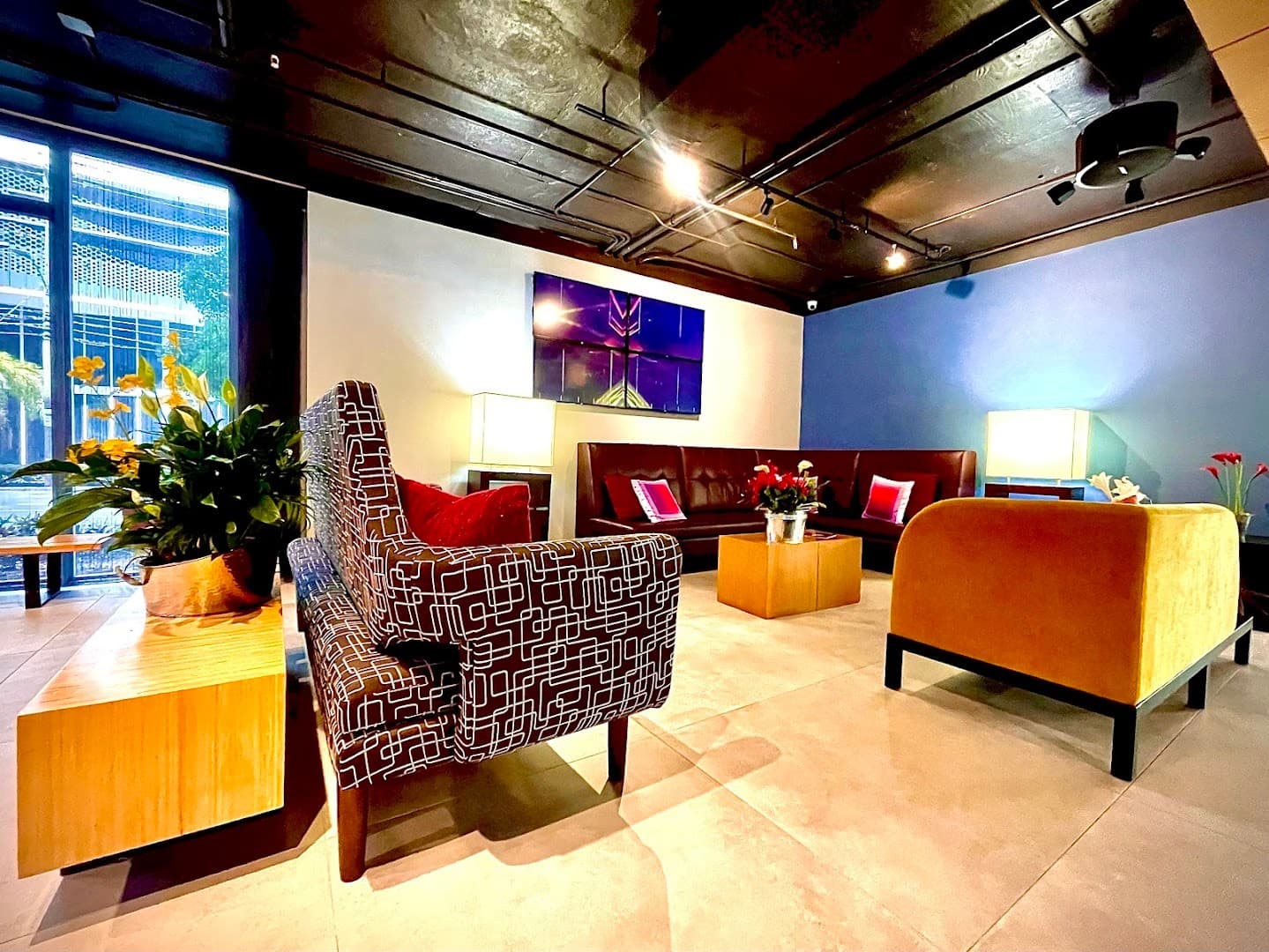 Aloft Miami lobby seating area