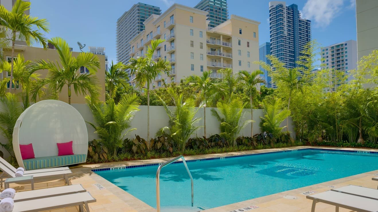 Aloft Miami pool area with modern design