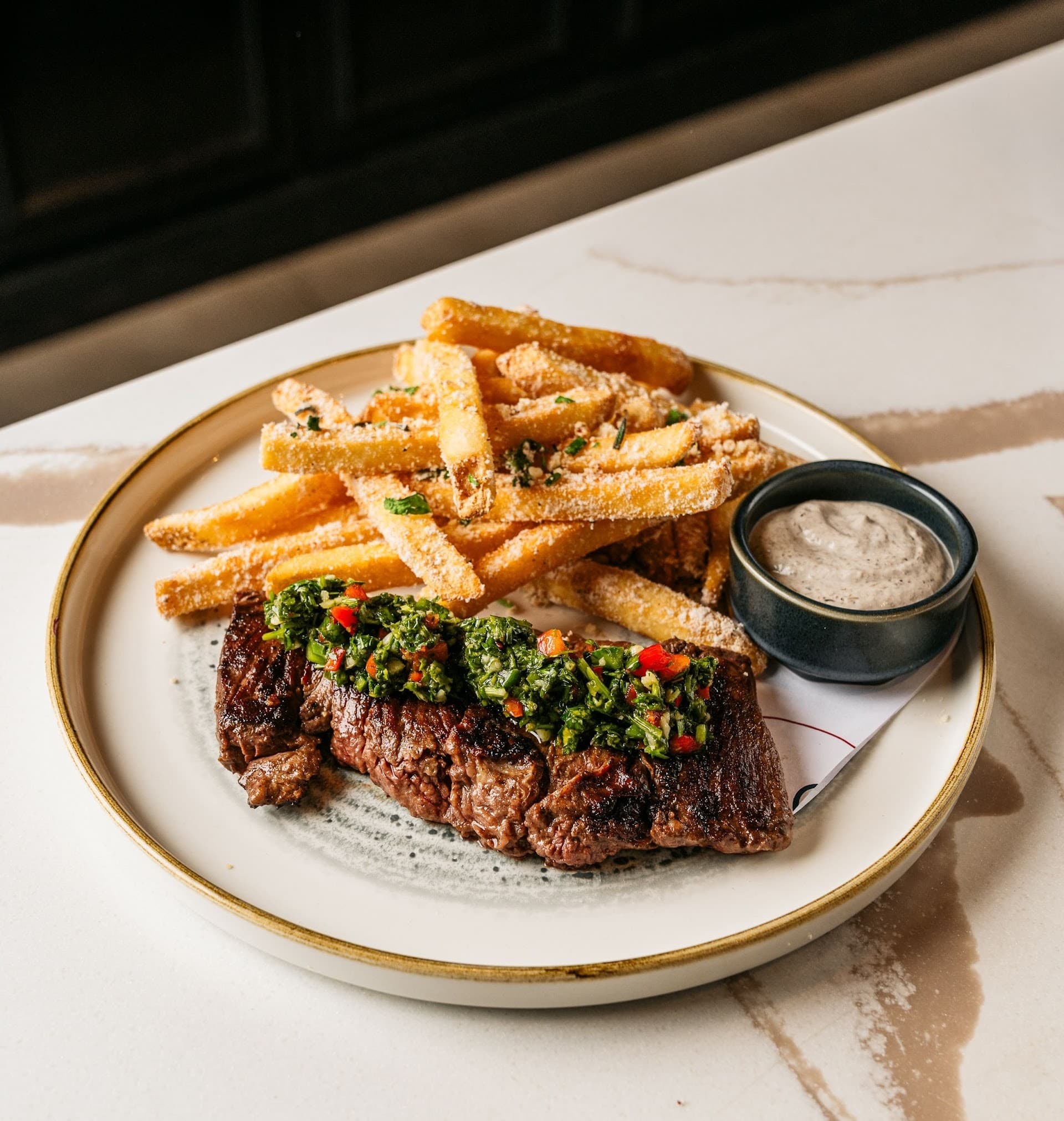 Steak and fries at American Social Bar & Kitchen, Miami