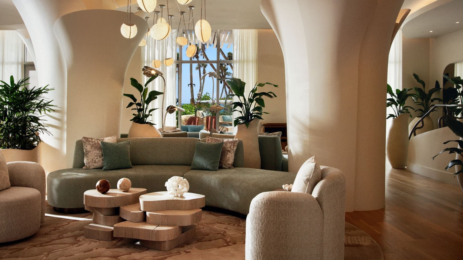 Stylish lobby at Andaz Miami Beach Resort & Spa
