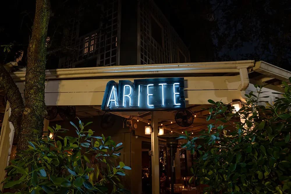 Ariete restaurant sign in Coconut Grove