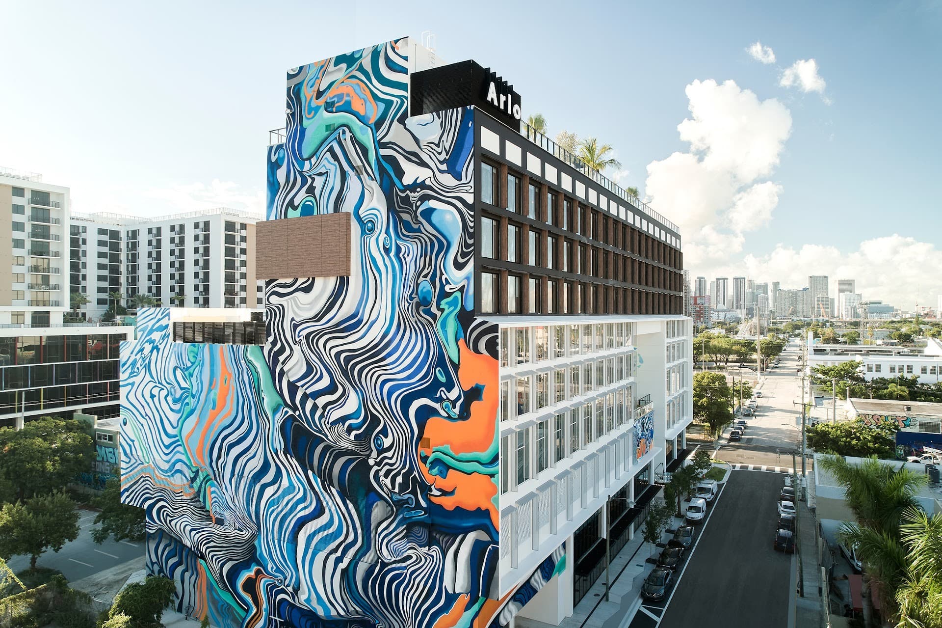 Arlo Wynwood hotel exterior mural in Miami