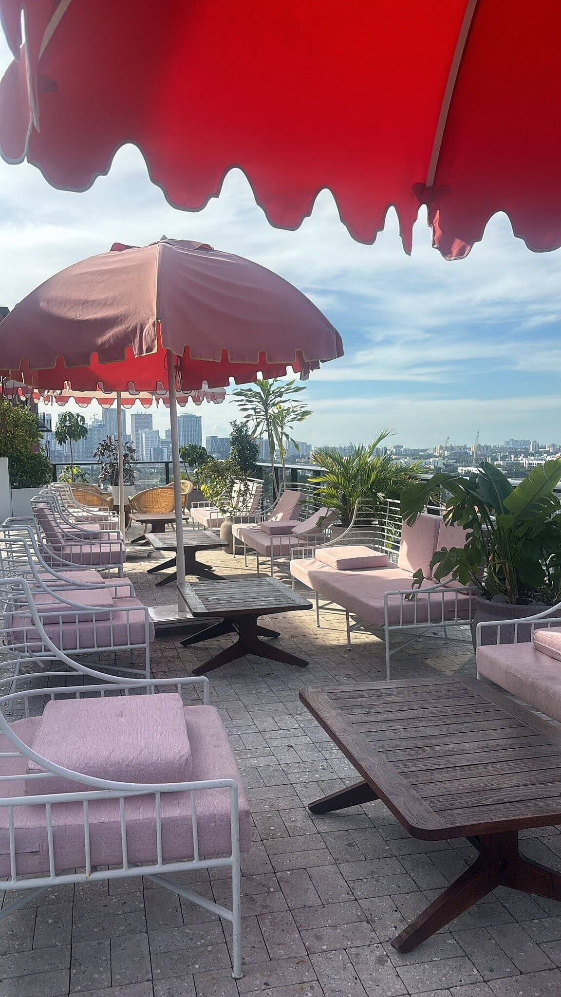 Rooftop seating area at Arlo Wynwood, Miami