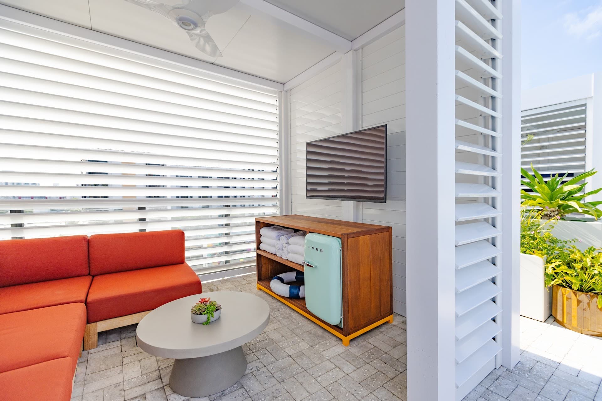 Stylish interior at ART Wynwood, Miami rooftop