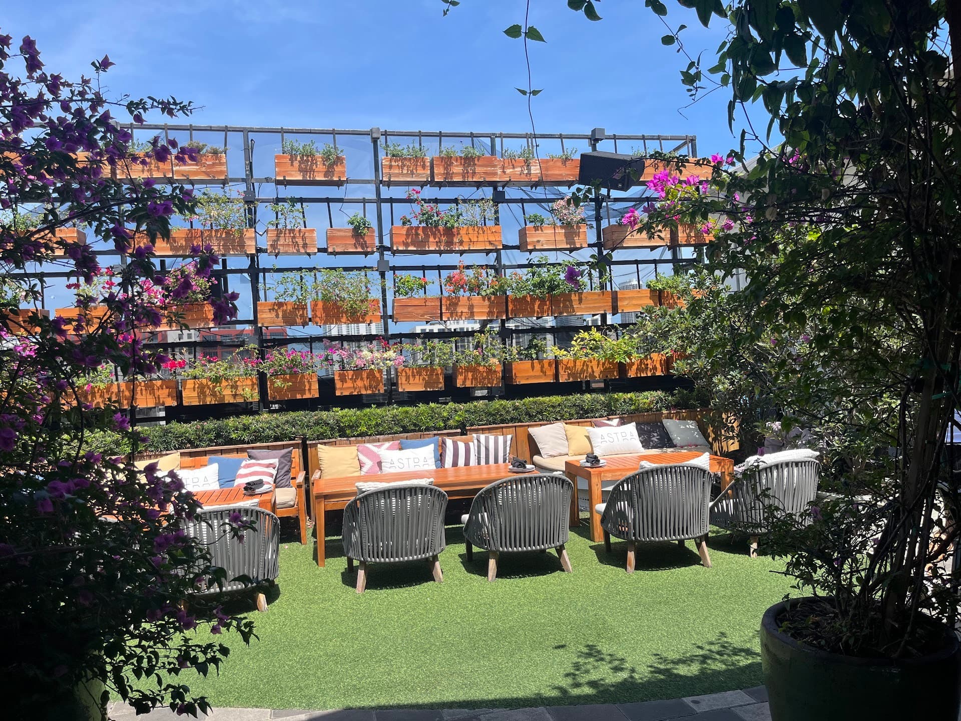 Astra Miami Rooftop vibe with greenery and seating