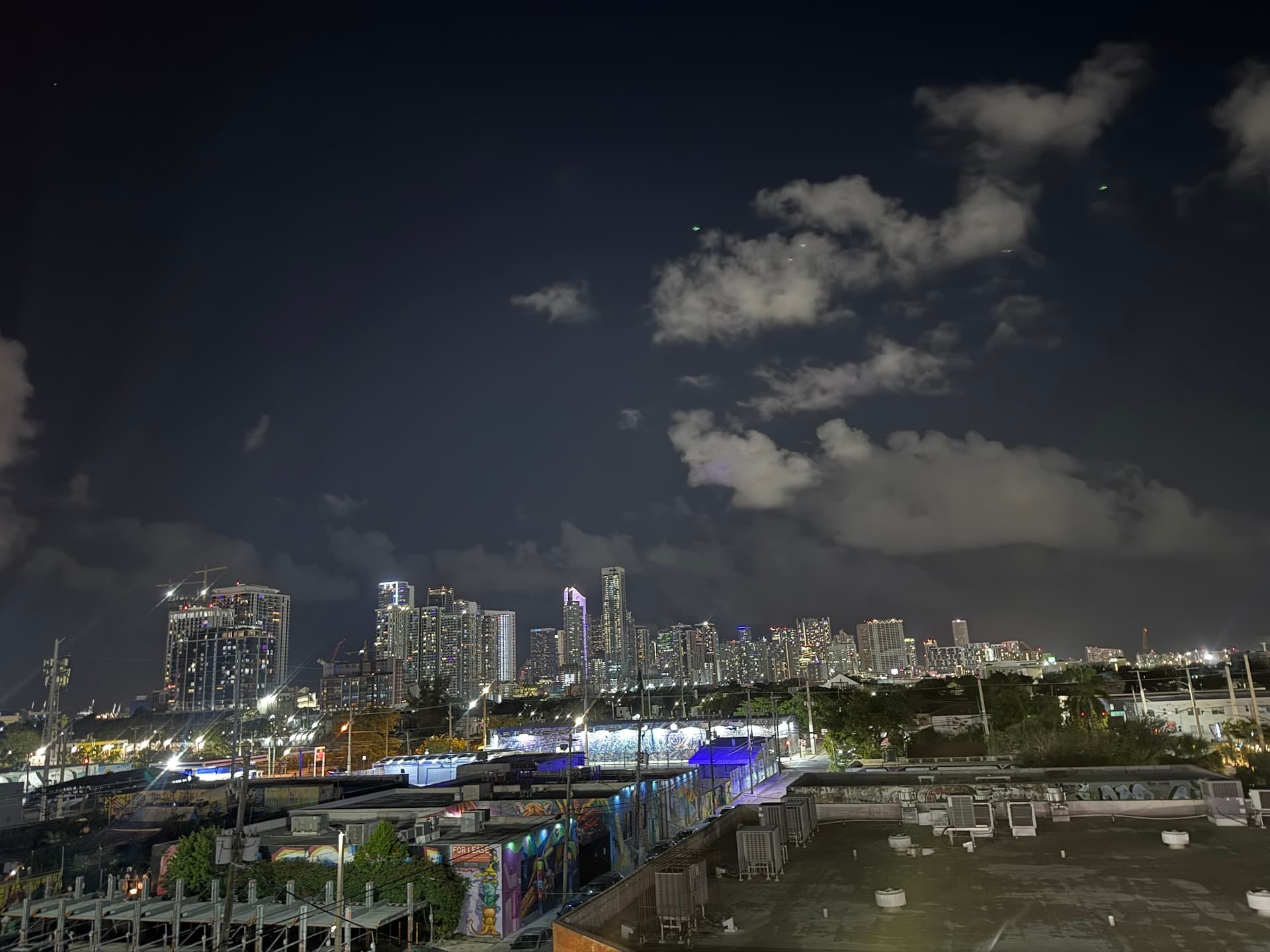 Astra Miami Rooftop nighttime skyline view in Miami