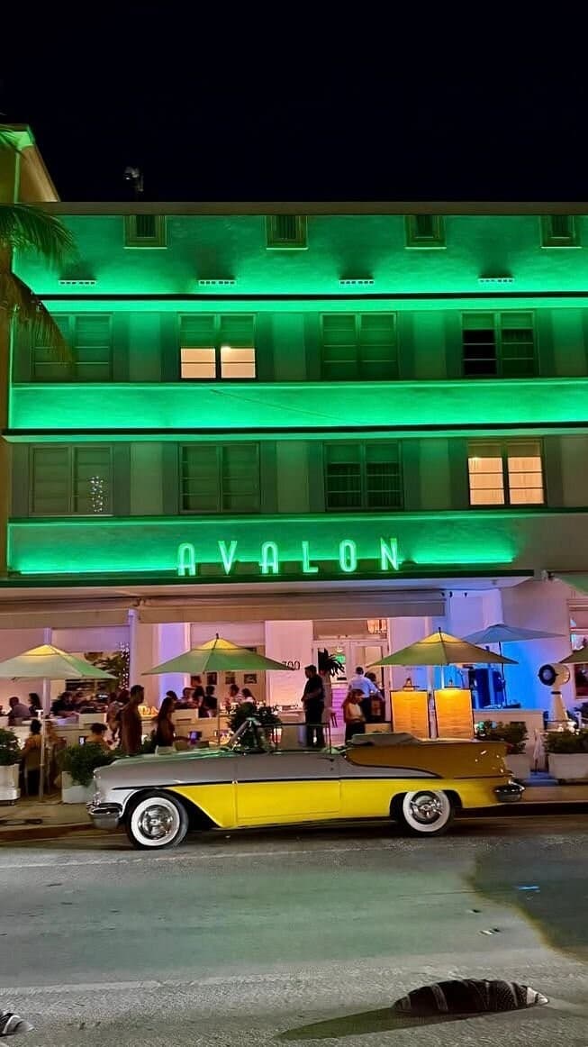 Avalon Hotel Miami Beach illuminated at night