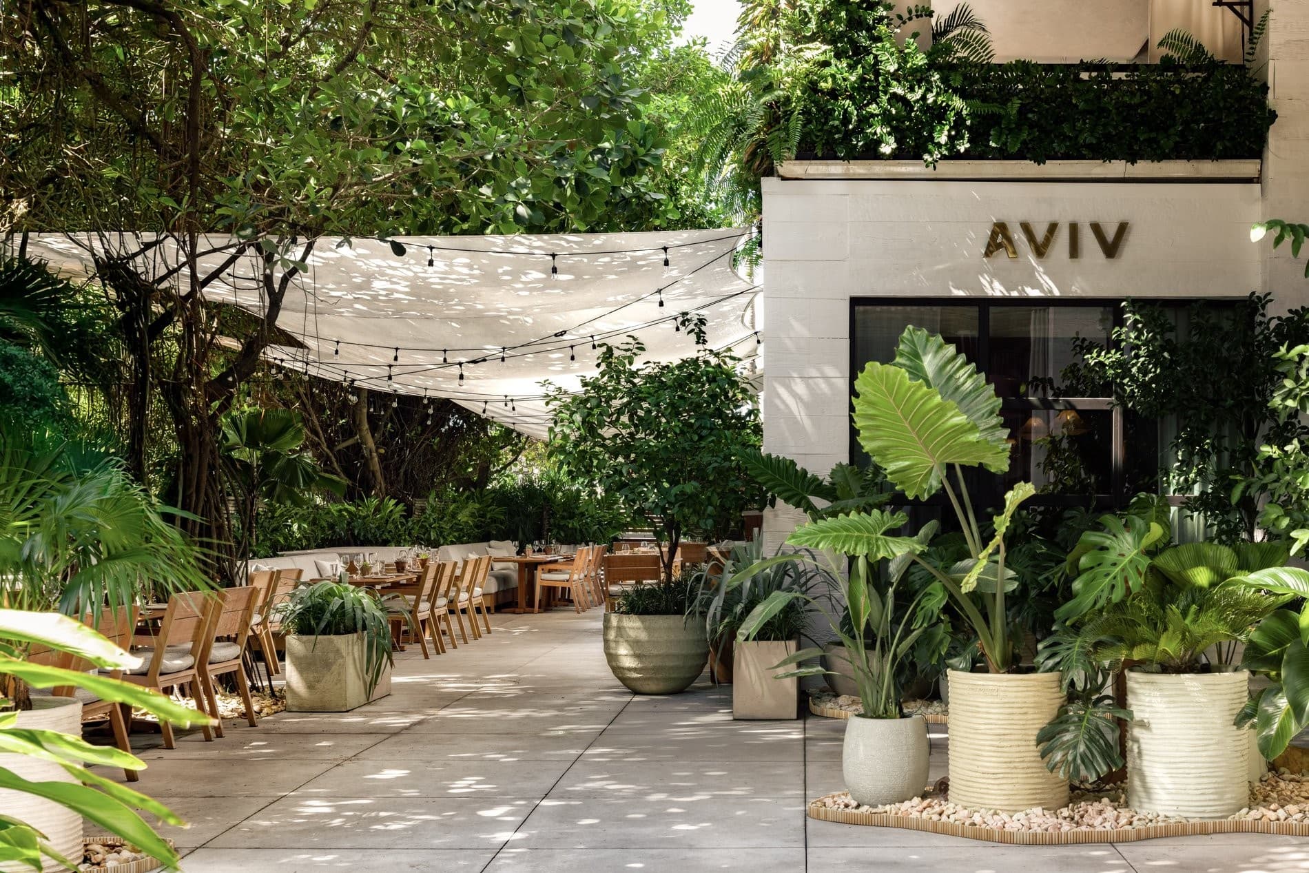 AVIV restaurant outdoor seating in Miami Beach