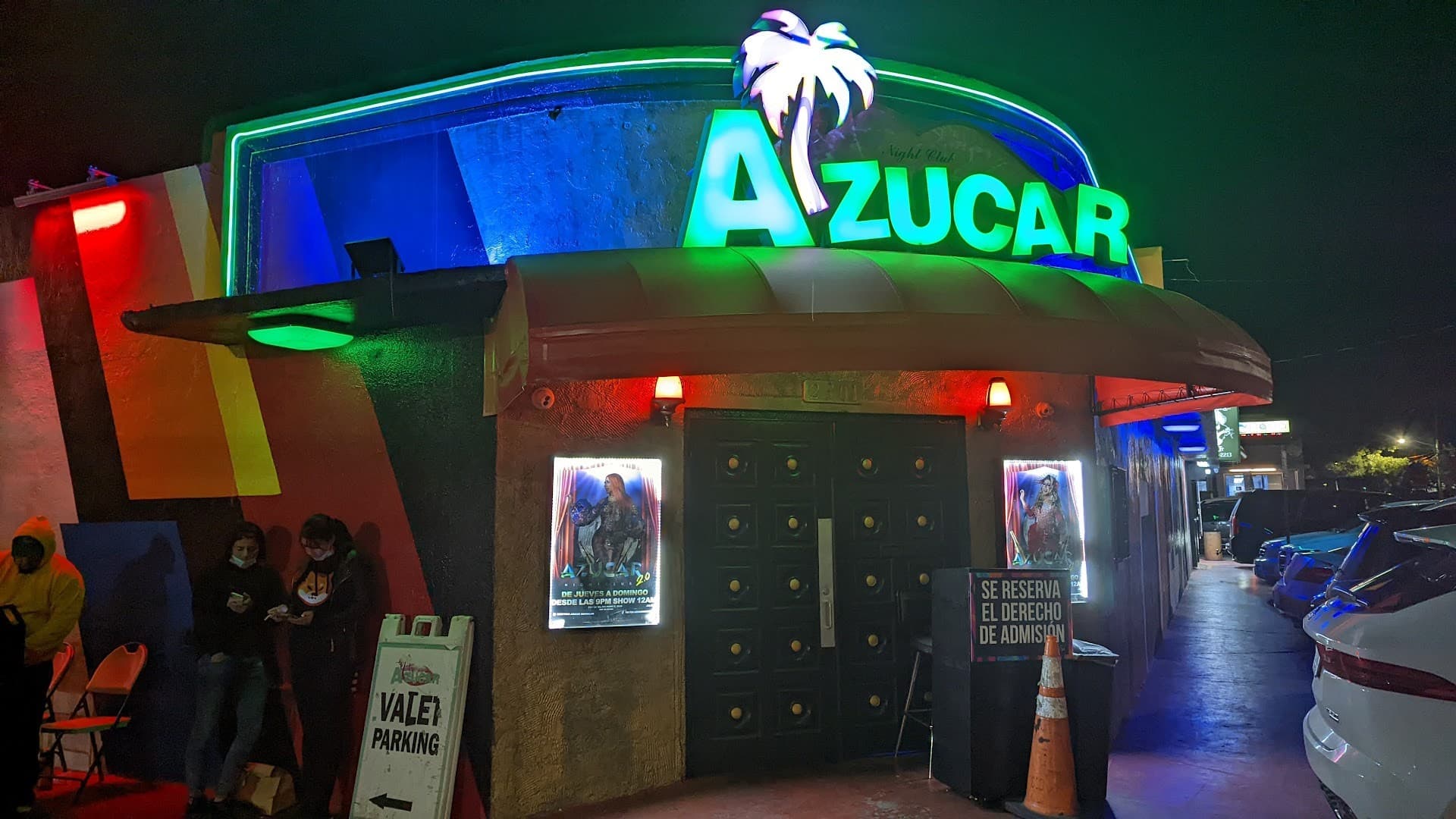 Exterior view of Azúcar NightClub in Miami at night