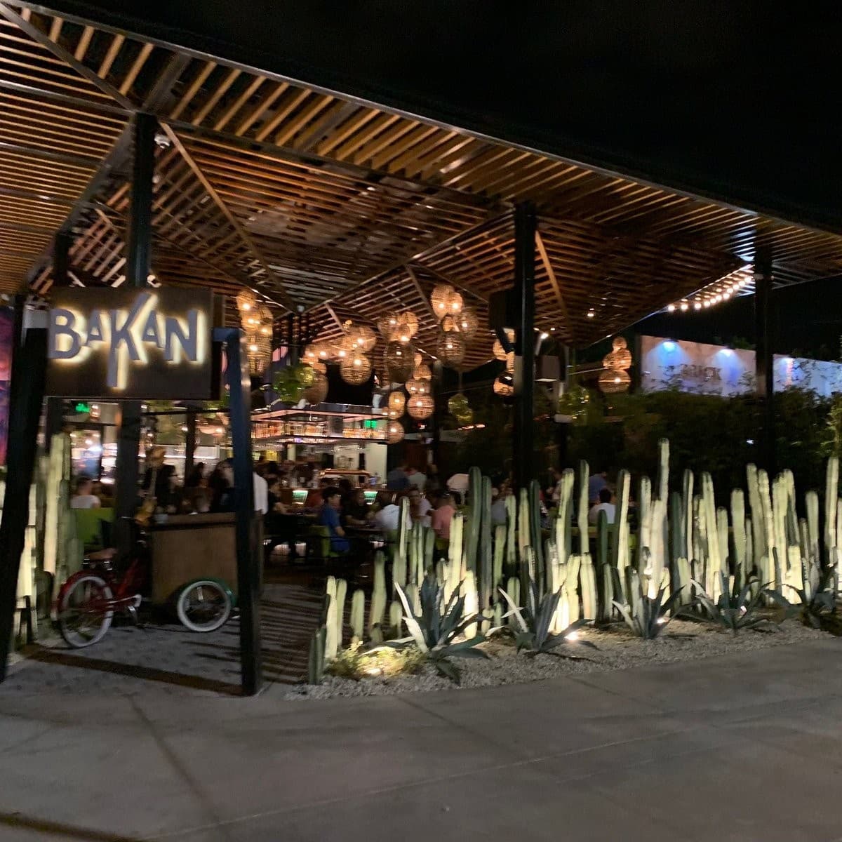 BAKAN restaurant exterior at night in Miami