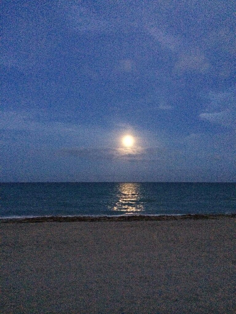 Moonlit view of Bal Harbour Beach in Miami