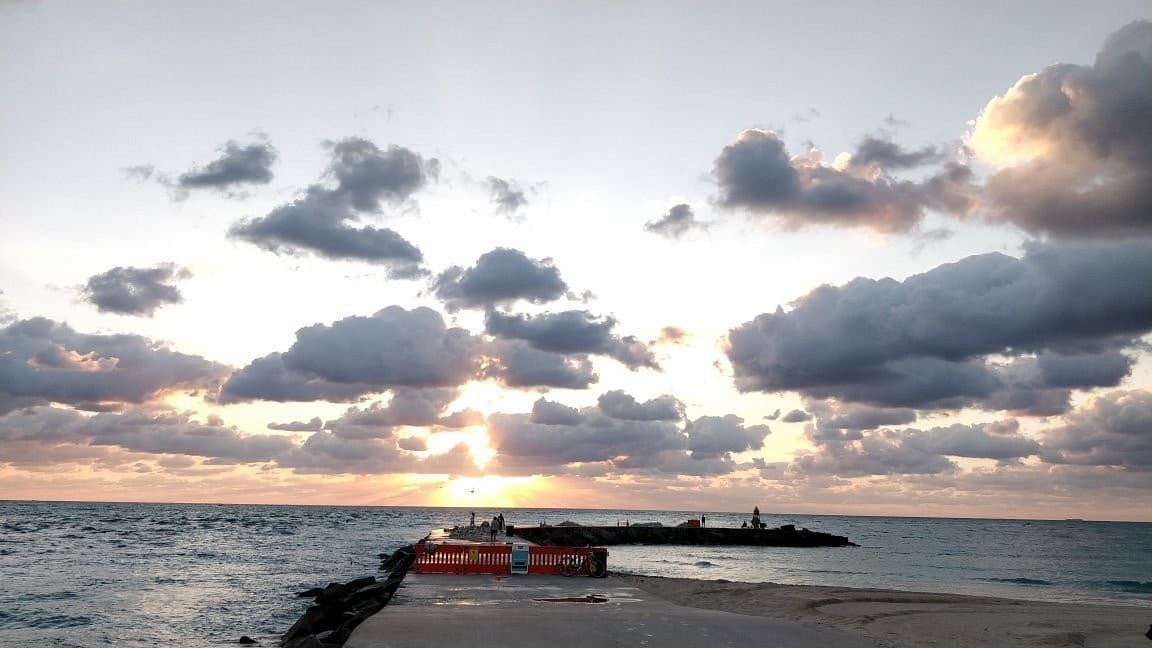 Sunset view at Bal Harbour Beach in Miami