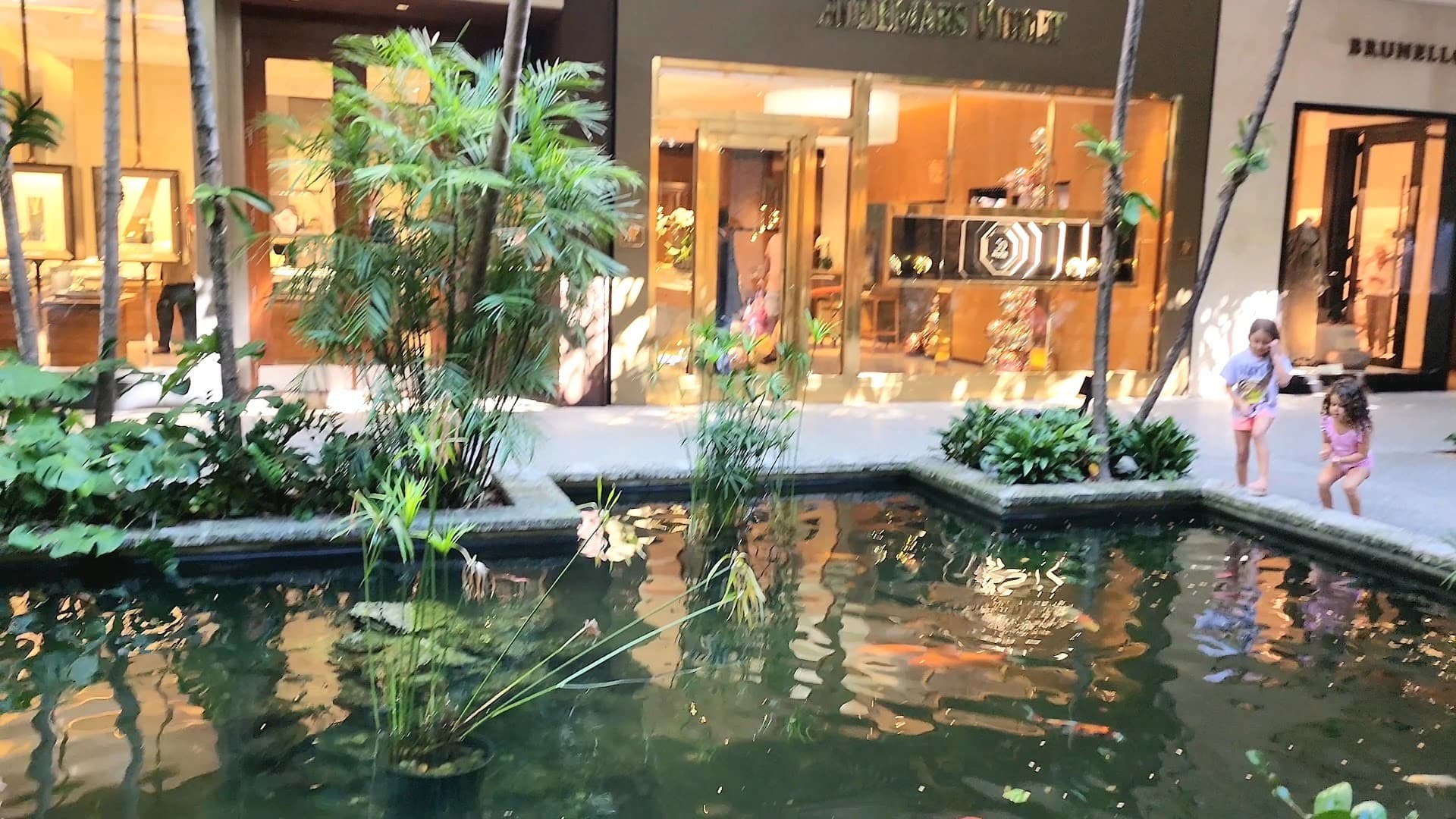Beautiful pond with koi fish at Bal Harbour Shops