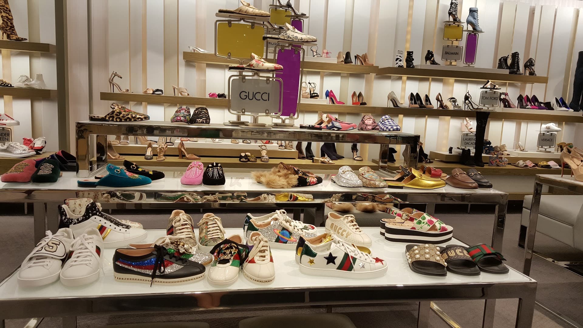 Upscale shoe display at Bal Harbour Shops in Miami