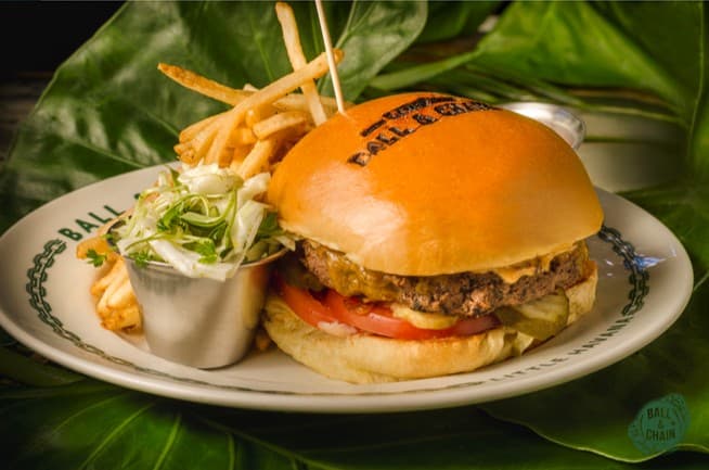Burger dish at Ball & Chain restaurant in Miami