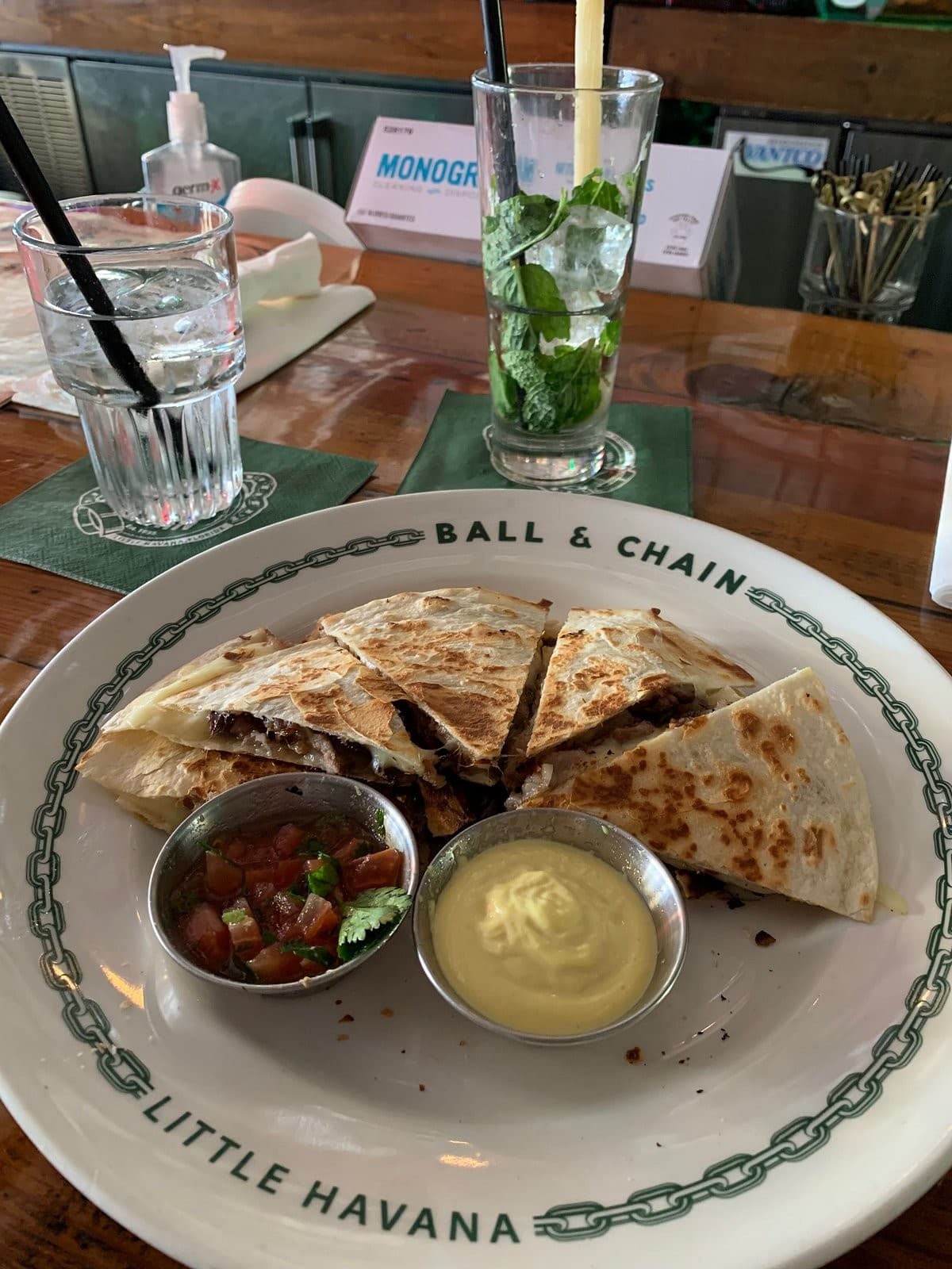 Quesadilla dish at Ball & Chain in Miami