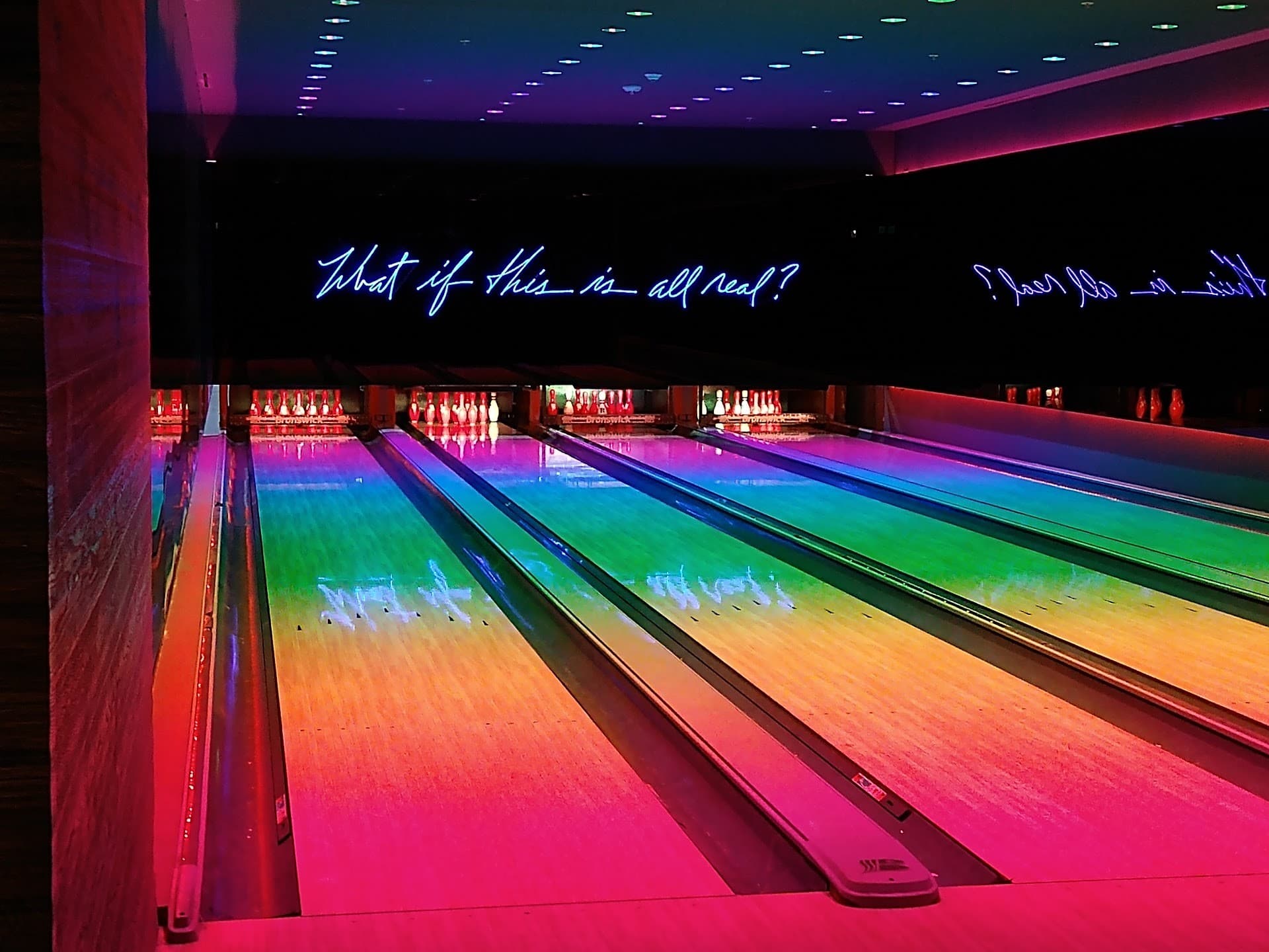 Colorful interior at Basement Bowl & Skate in Miami Beach