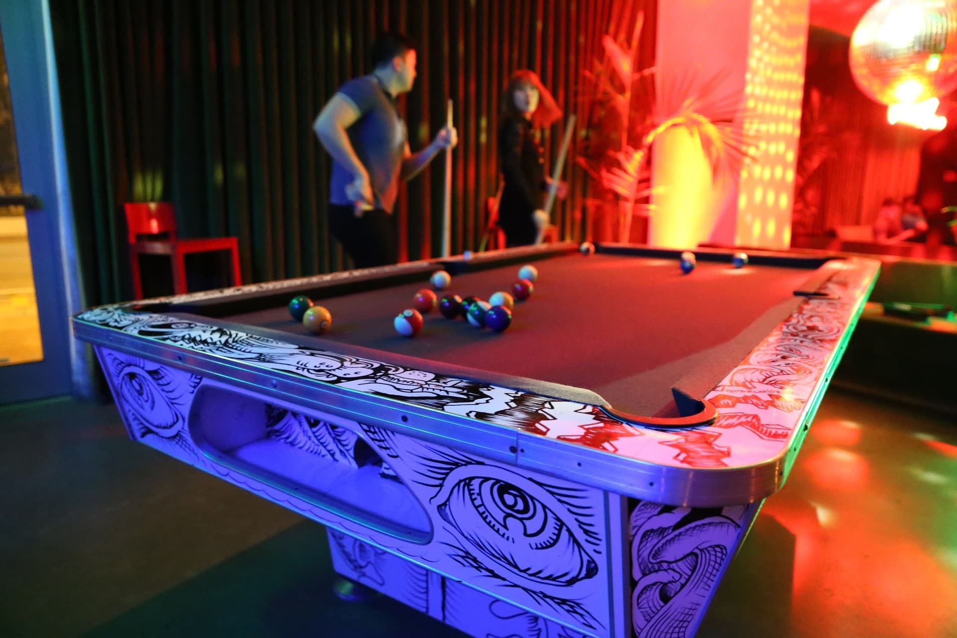 Pool table at Basement Bowl & Skate in Miami Beach
