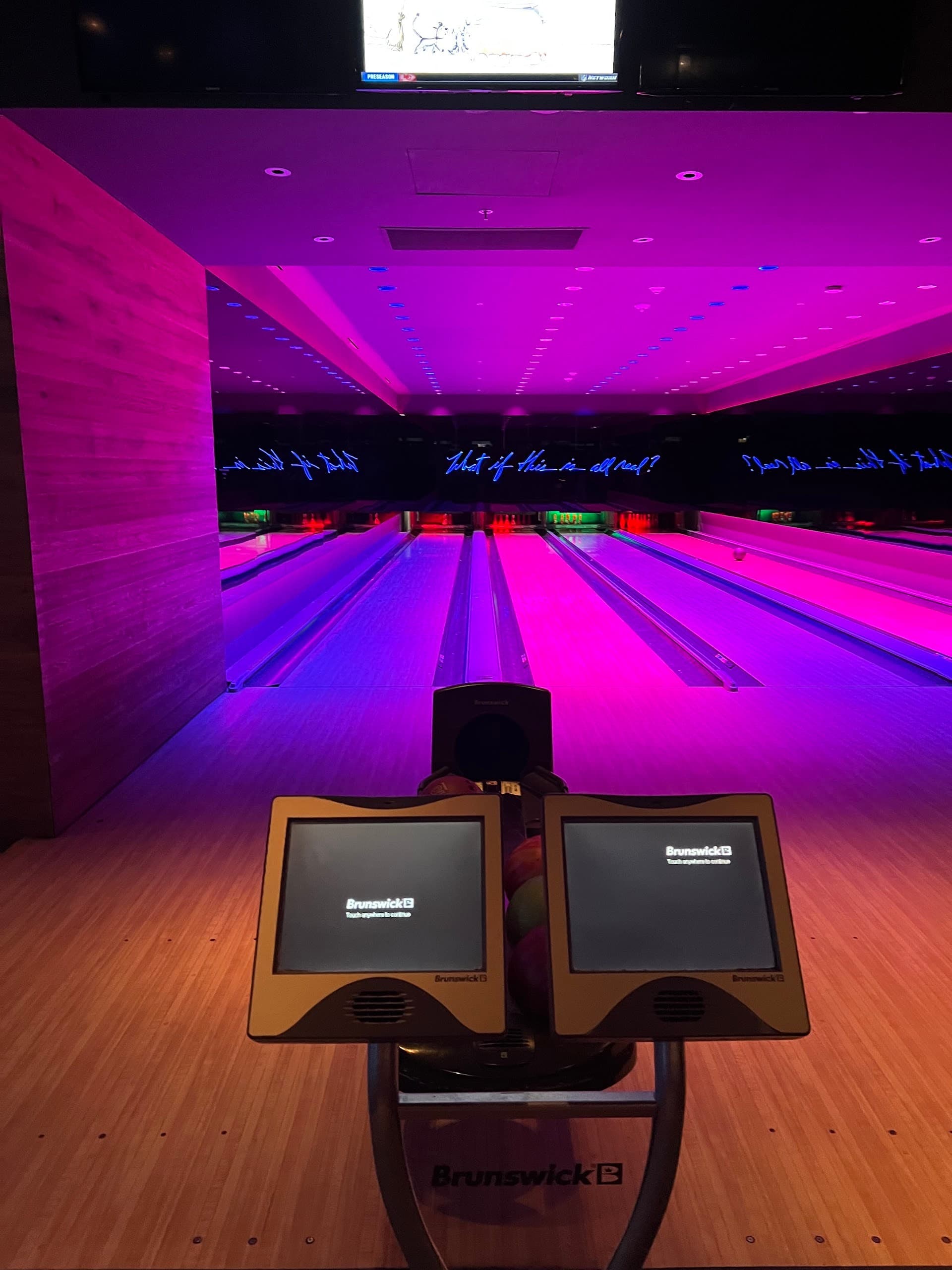 Basement Bowl & Skate interior with neon lights in Miami Beach