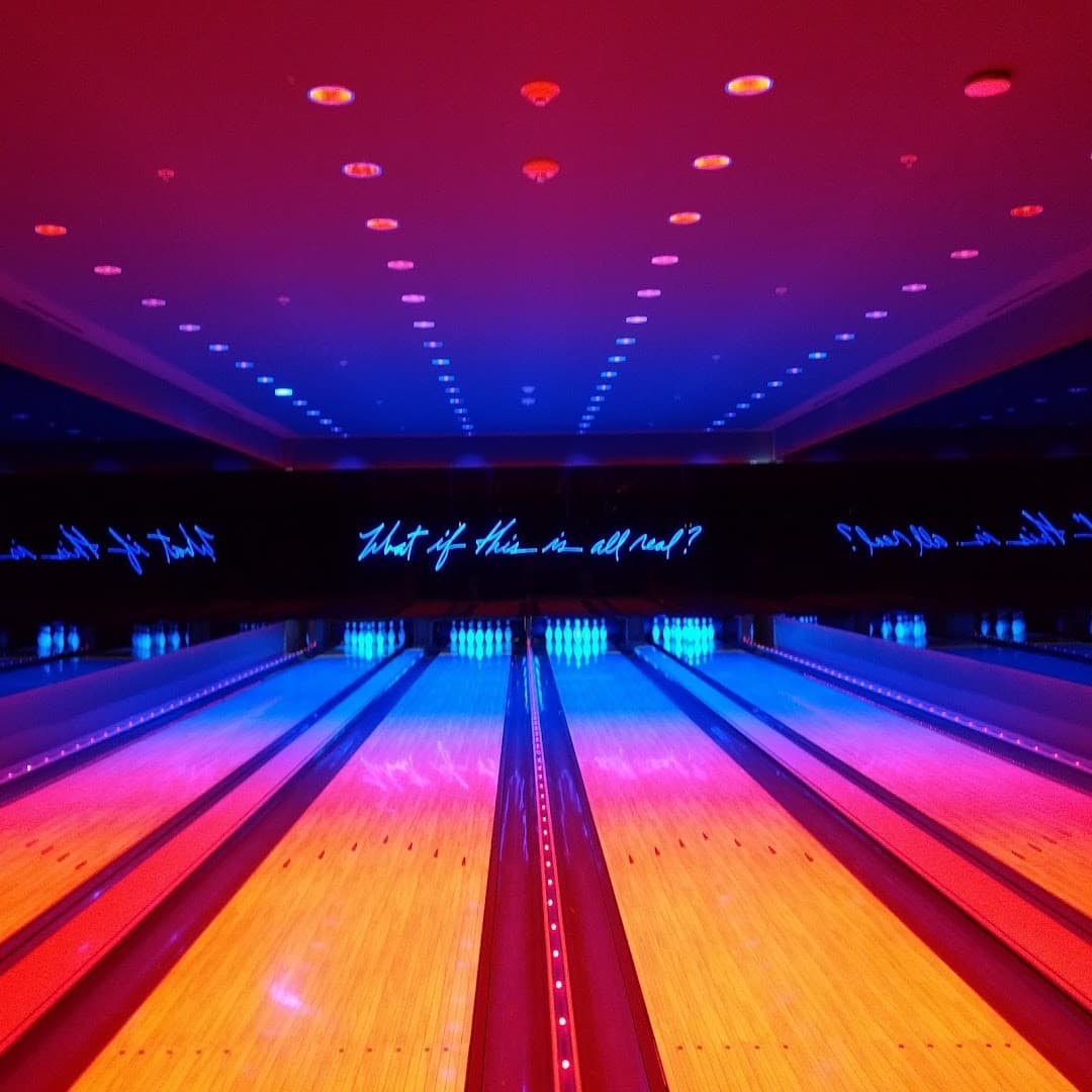 Basement Bowl & Skate interior with neon lights in Miami Beach