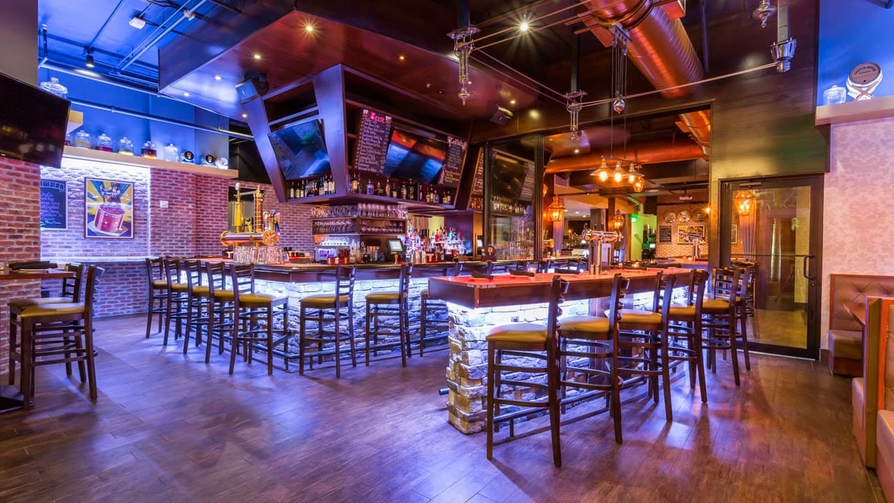 Batch Gastropub interior view at night in Miami
