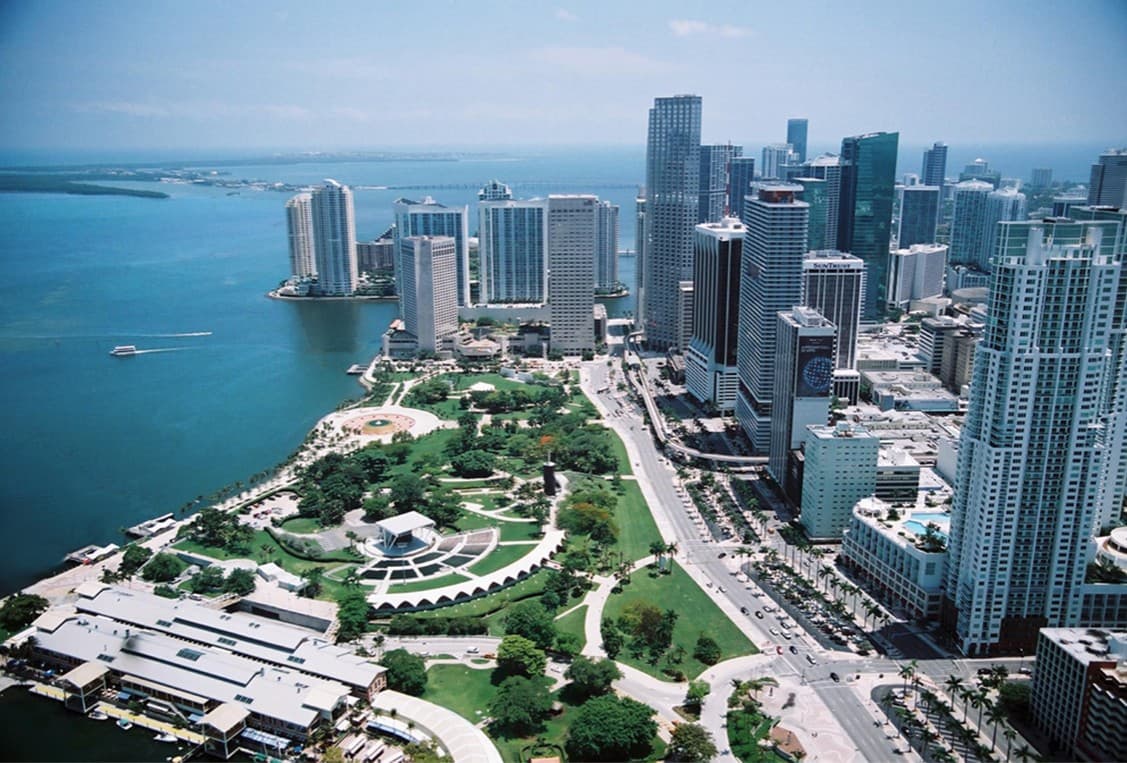 Bayfront Park Miami waterfront view with skyline