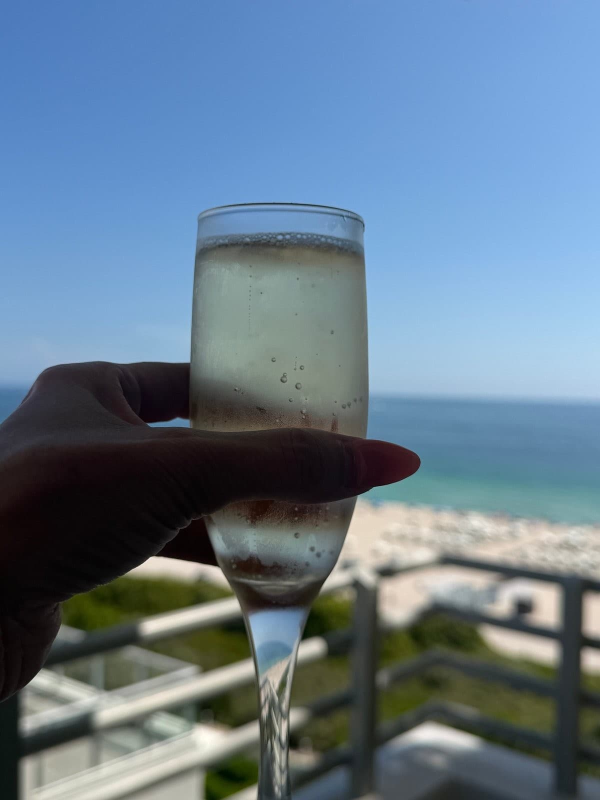 Cocktail with ocean view at Bentley Beach Club, Miami Beach