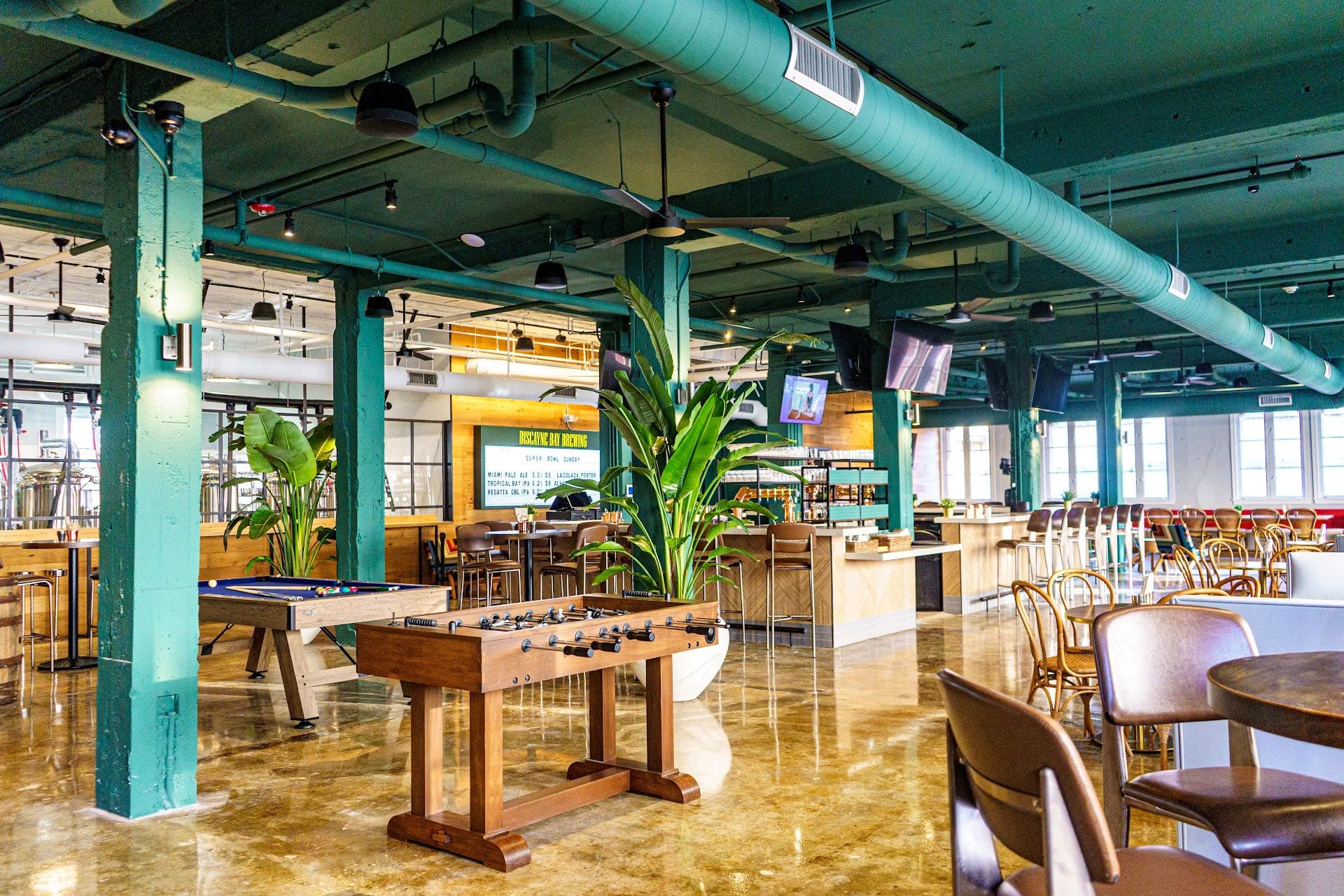 Biscayne Bay Brewing Company interior dining in Miami