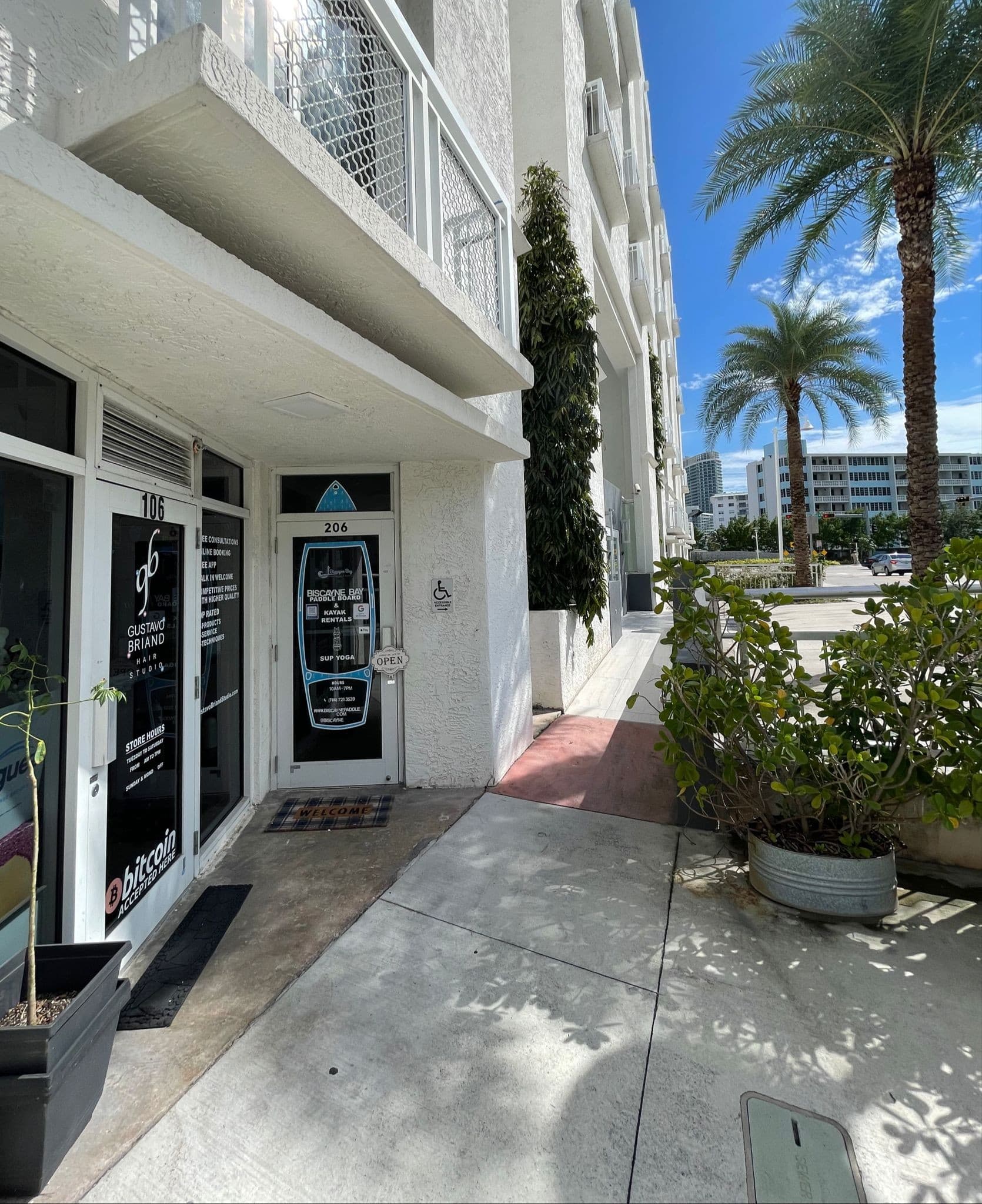 Biscayne Bay Paddleboards & Kayaks entrance at 1800 Sunset Harbour Dr #3