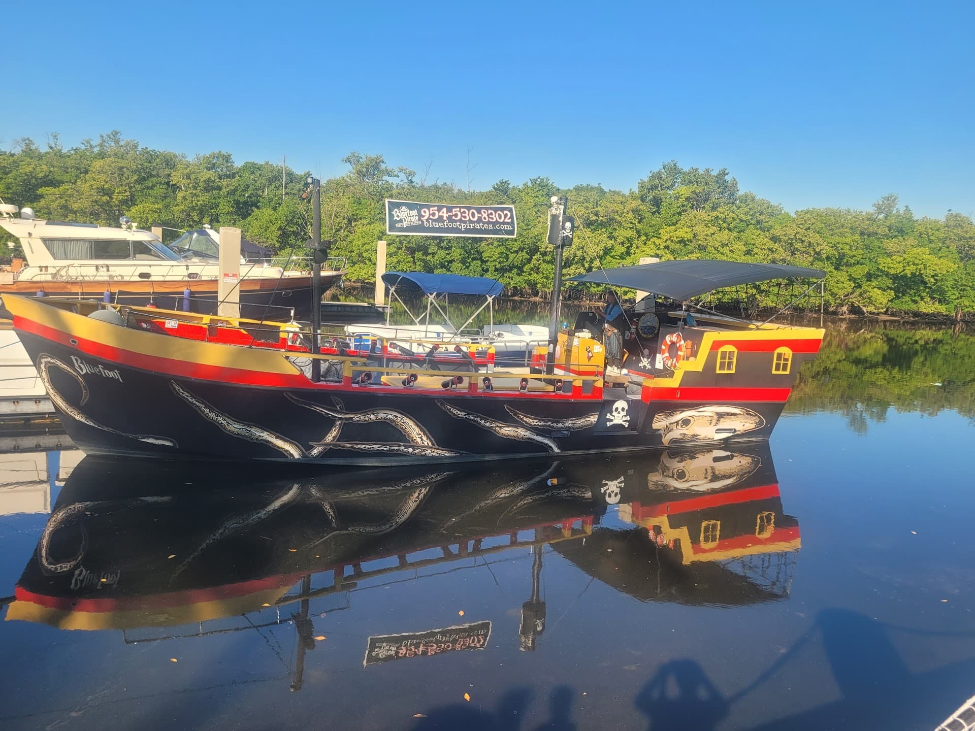 Colorful pirate ship at BlueFoot Pirate Adventures, 151 N Beach Rd