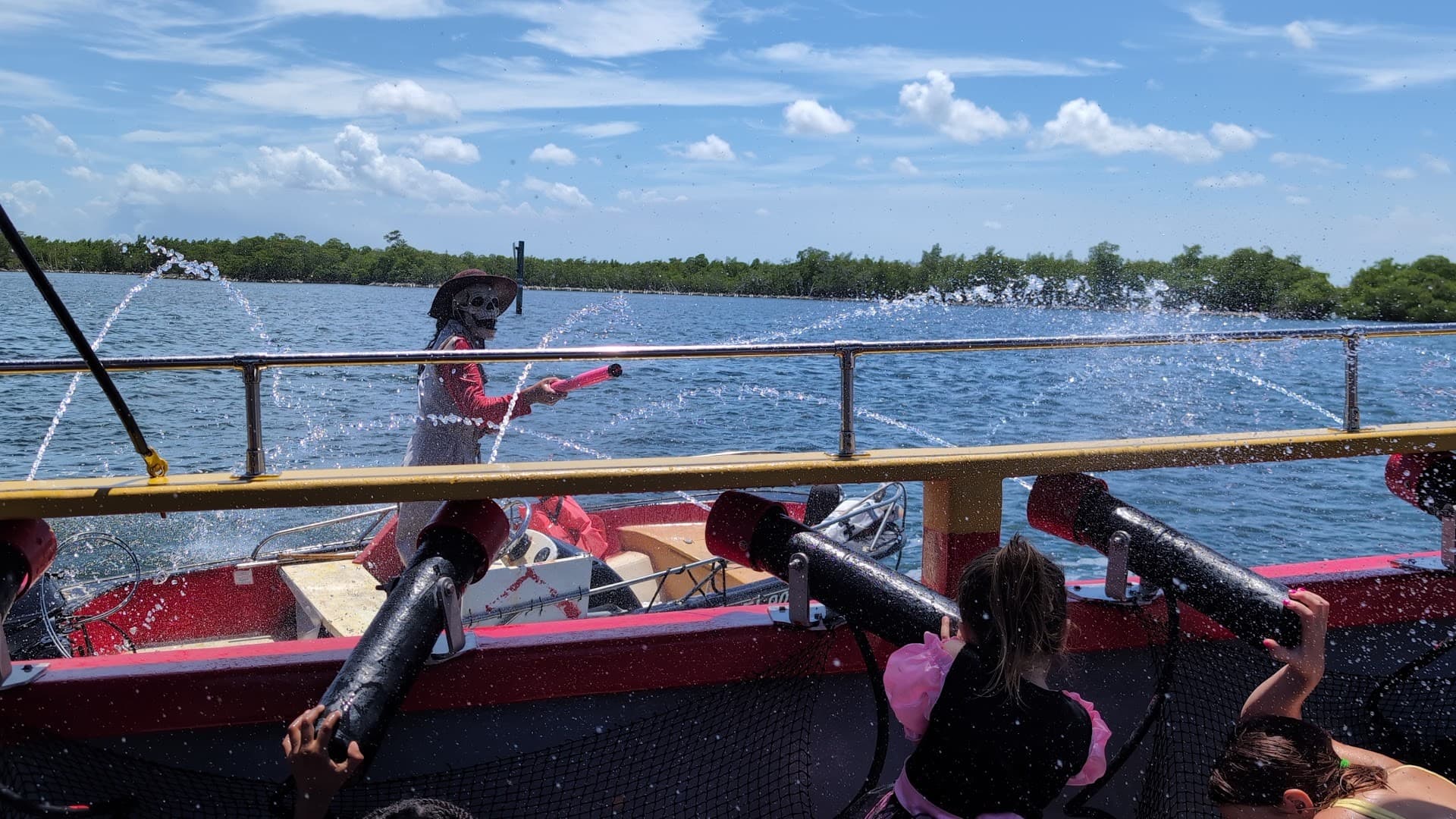 Children enjoying water battle at BlueFoot Pirate Adventures, 151 N Beach Rd