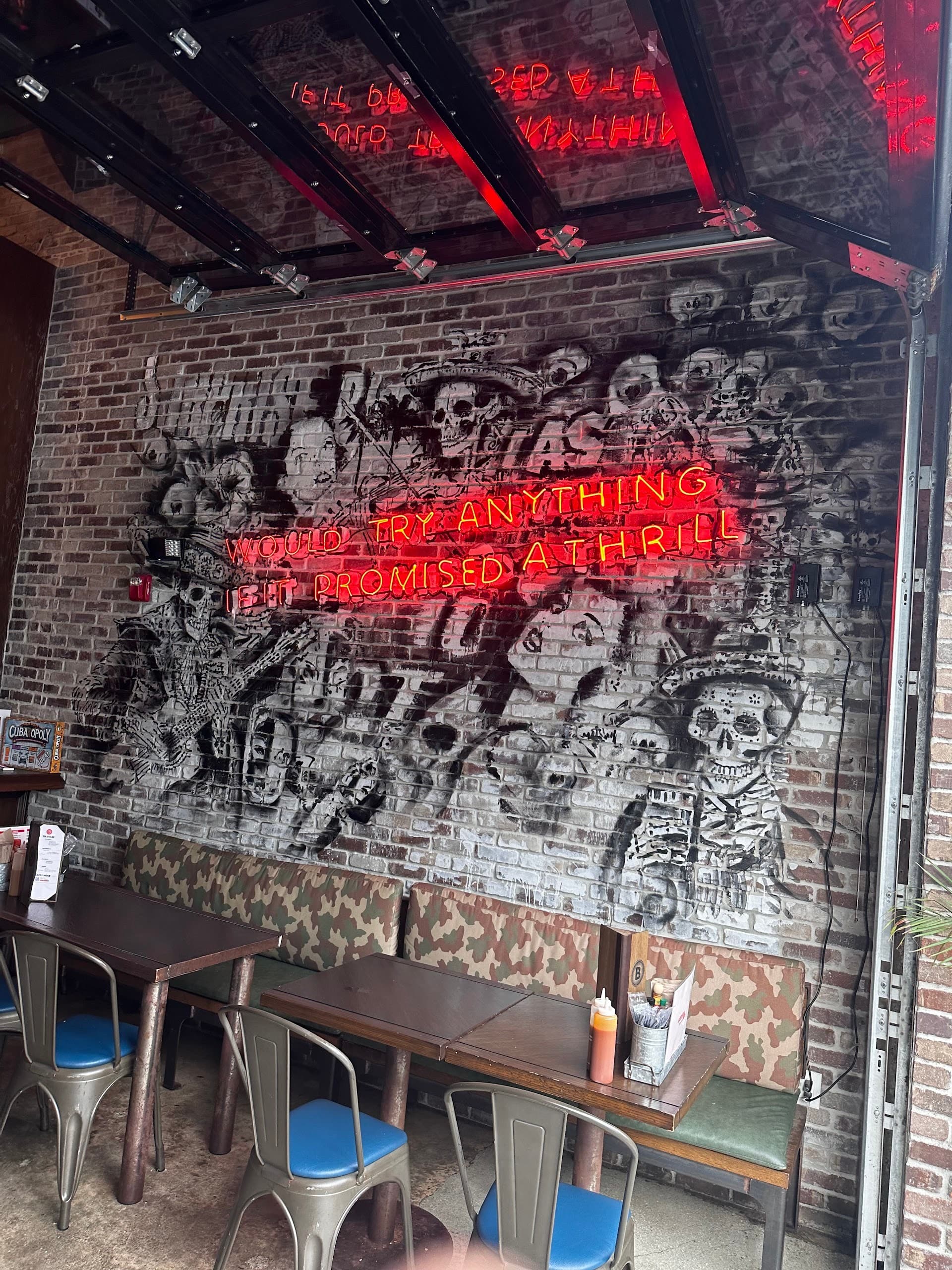 Neon art and atmosphere at Bodega Bar in Coral Gables