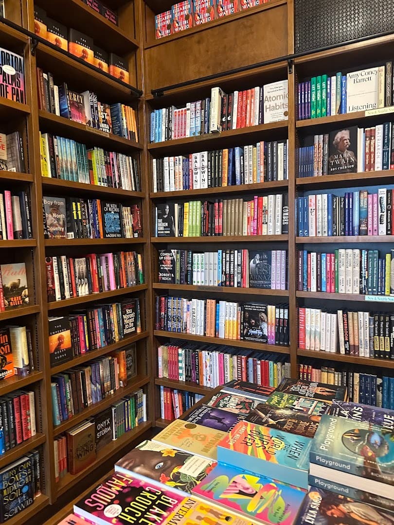 Books & Books interior with colorful bookshelves in Coral Gables