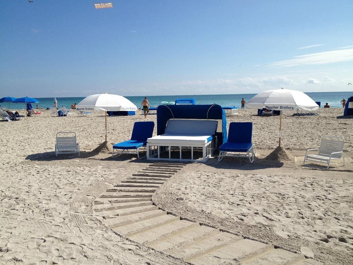 Boucher Brothers Management beach setup in Miami Beach