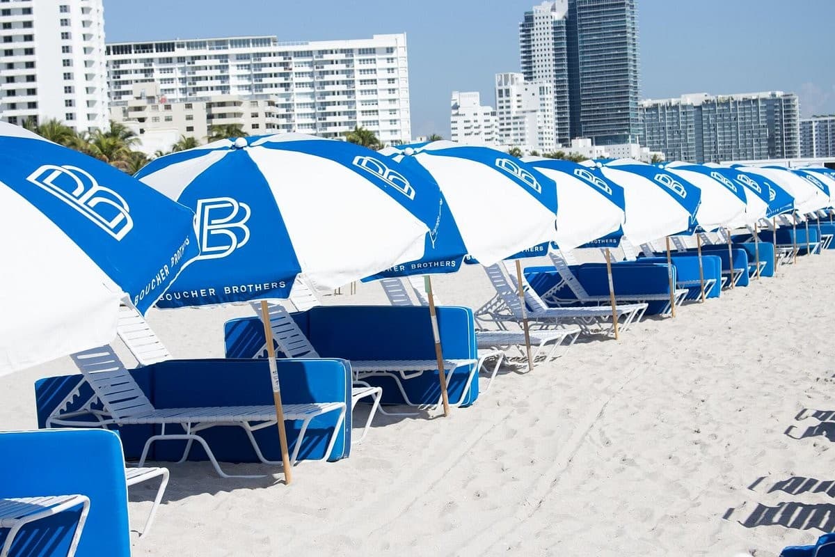 Boucher Brothers Management beach setup in Miami Beach