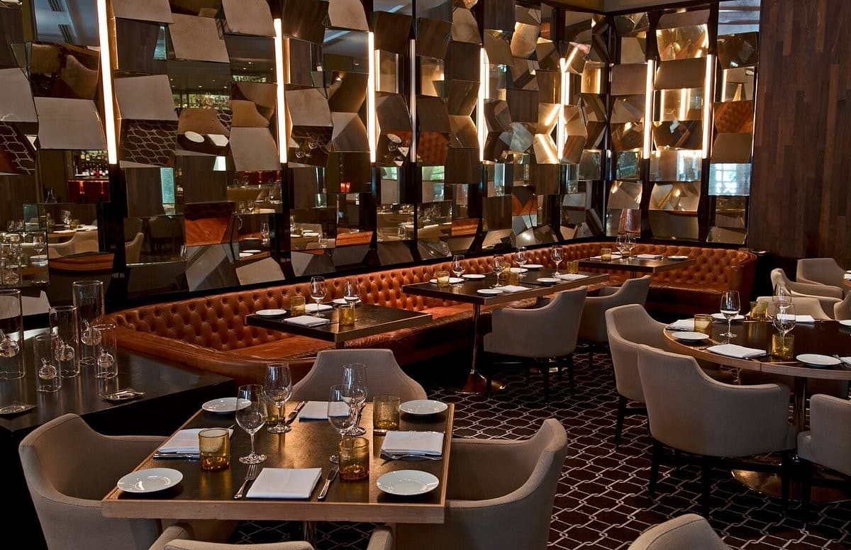 Bourbon Steak Miami interior dining scene in Aventura