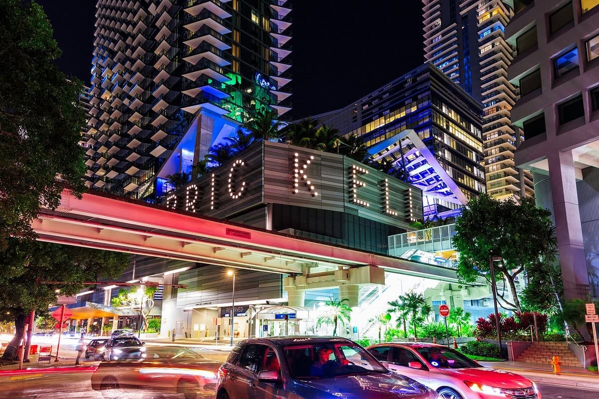 Brickell Arch Hotel exterior view at night, Miami