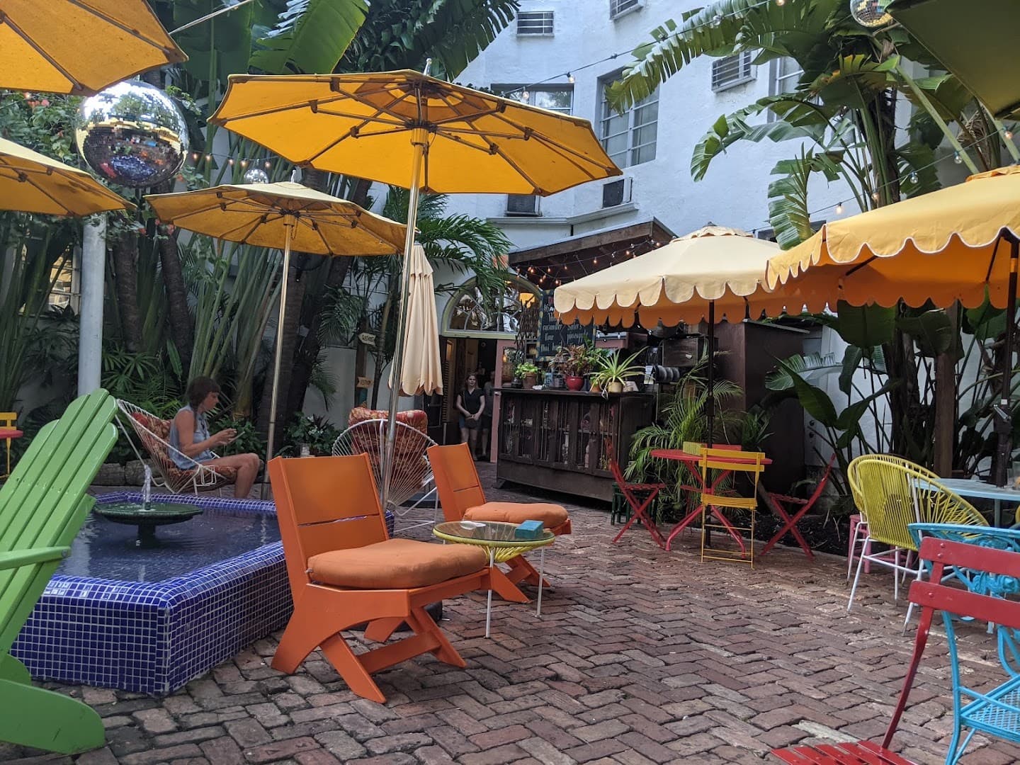 Colorful patio at Broken Shaker in Miami Beach