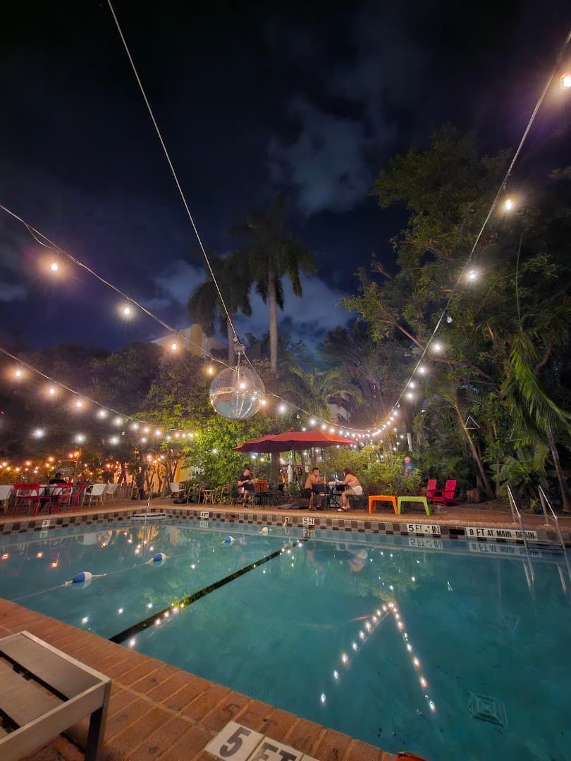 Broken Shaker outdoor area with pool and lights in Miami Beach