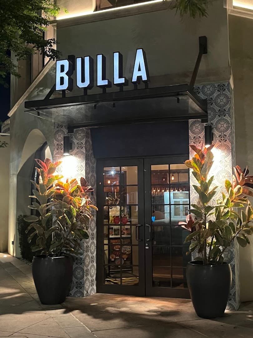 Bulla Gastrobar Coral Gables restaurant entrance at night