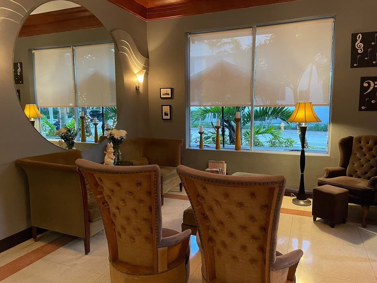 Cadet Hotel lobby seating area in Miami Beach
