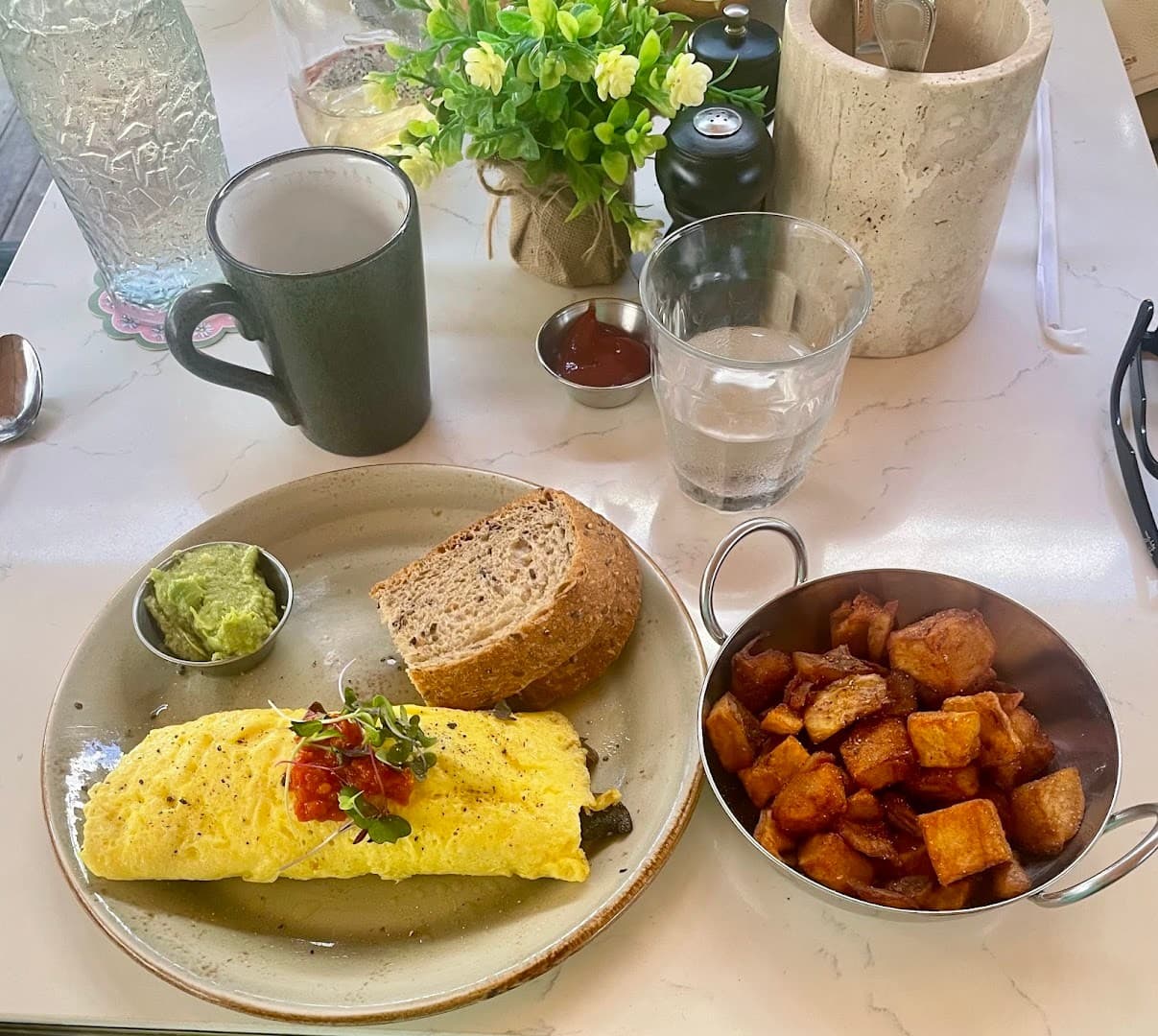Omelette and potatoes at Café Bastille Fort Lauderdale