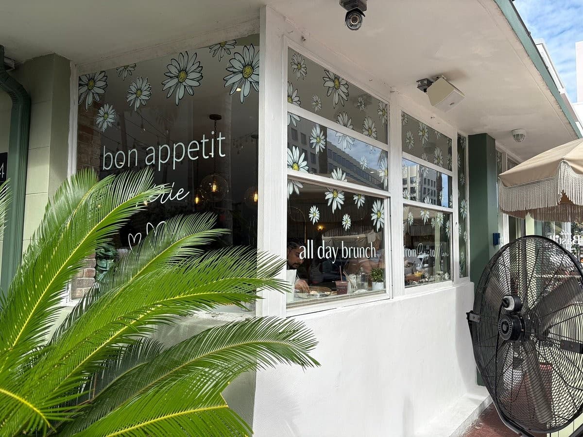 Café Bastille Miami Beach exterior view with signage