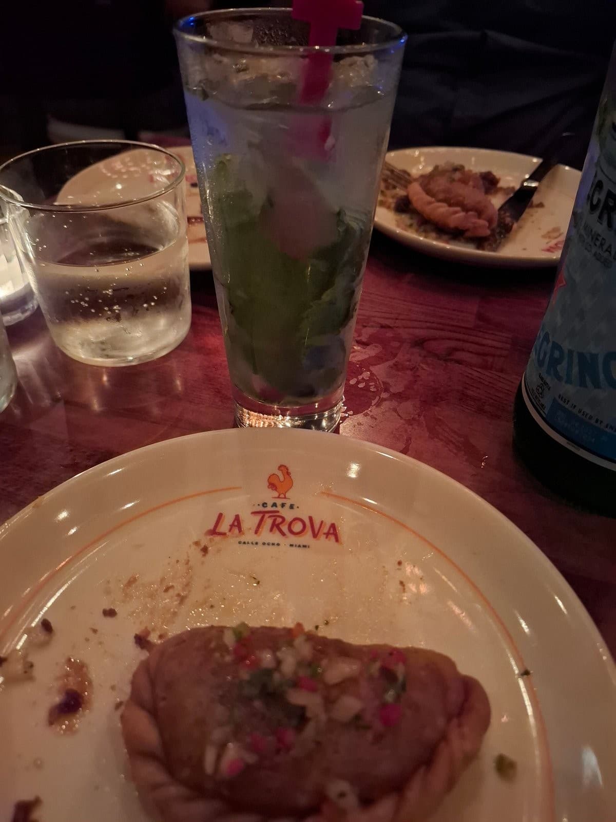 Mojito and food at Cafe La Trova in Miami